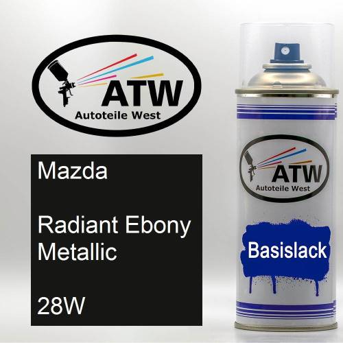 Mazda, Radiant Ebony Metallic, 28W: 400ml Sprühdose, von ATW Autoteile West.